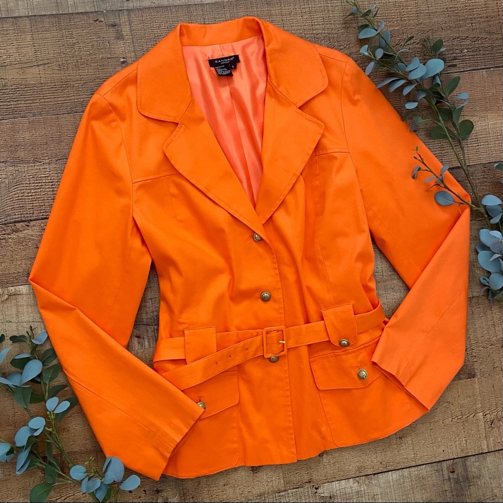 RETRO Vibrant Orange Belted Blazer